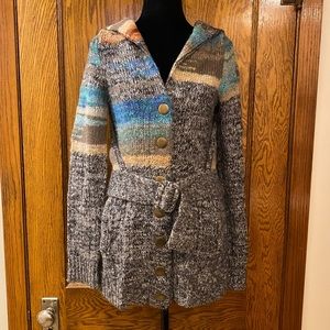 Anthropologie Sleeping on Snow Multicolored Sweater Coat